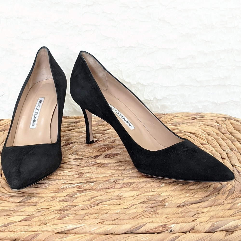 Manolo Blahnik Suede Pumps.